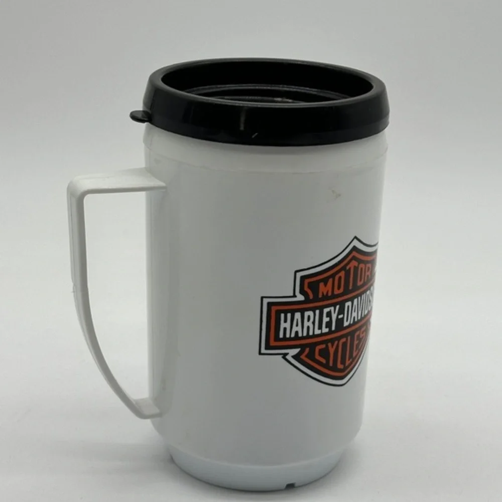 Harley Davidson Vintage White Plastic‎ Mug Cup Motorcycle Bike
